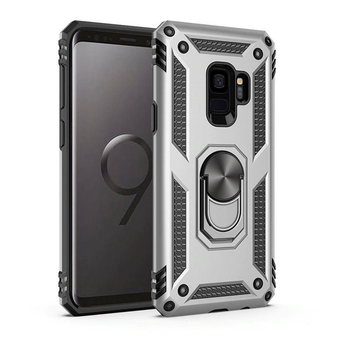 Samsung Galaxy S9 Plastic Silver Back Cover - Solid ring