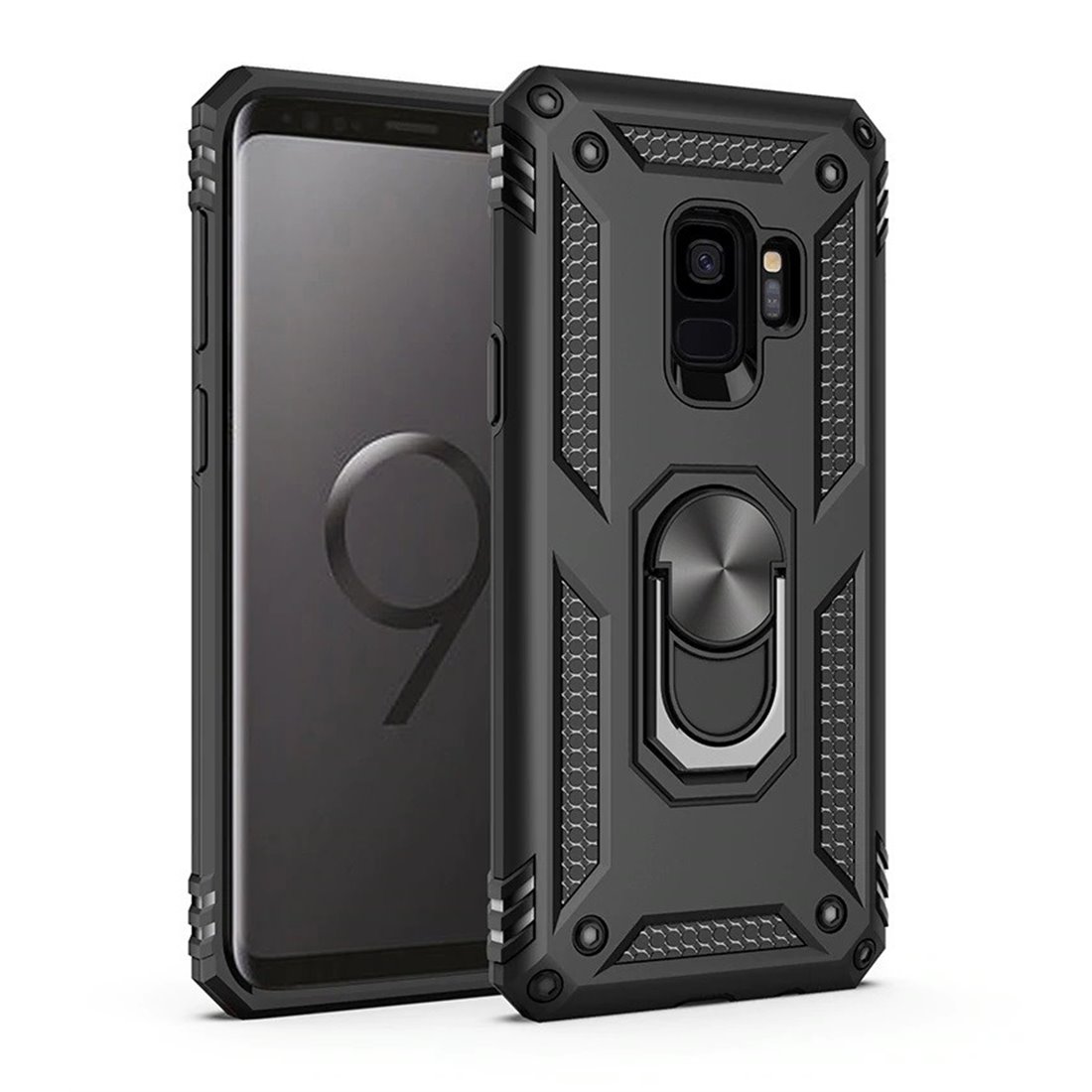 Samsung Galaxy S9 Plastic Black Back Cover - Solid ring