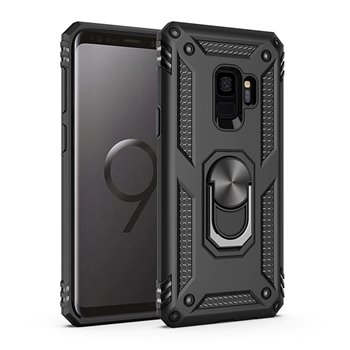 Samsung Galaxy S9 Plastic Black Back Cover - Solid ring
