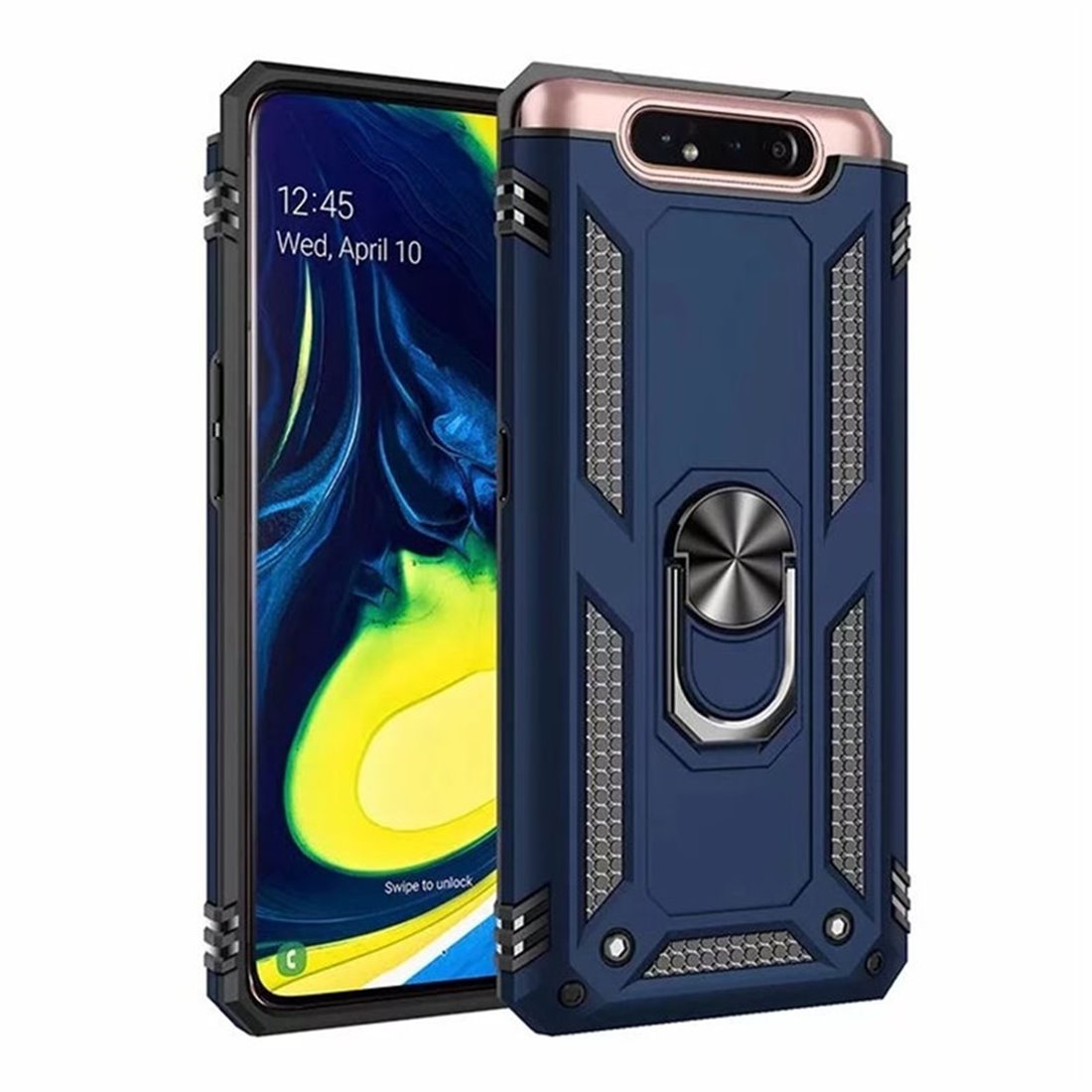 Samsung Galaxy A80/A90 Plastic Blue Back Cover - Solid ring