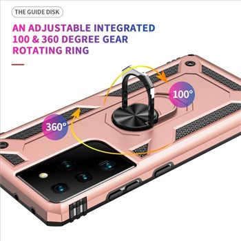 Samsung Galaxy S21 Ultra kunststof Rosé goud Back Cover Telefoonhoesje - Stevige ring