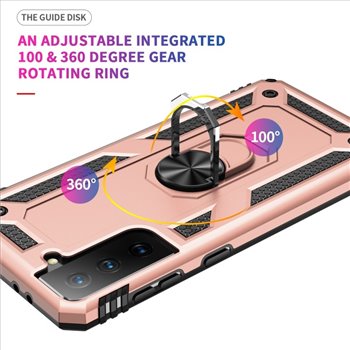 Samsung Galaxy S21 kunststof Rosé goud Back Cover Telefoonhoesje - Stevige ring