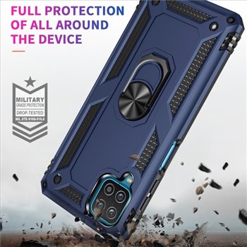 Samsung Galaxy A12 hard tpu Blue Back Cover - Solid ring