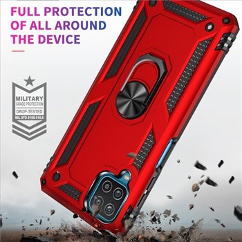 Samsung Galaxy A12 hard tpu Red Back Cover - Solid ring