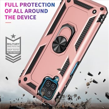 Samsung Galaxy A12 hard tpu Rose Gold Back Cover - Solid ring