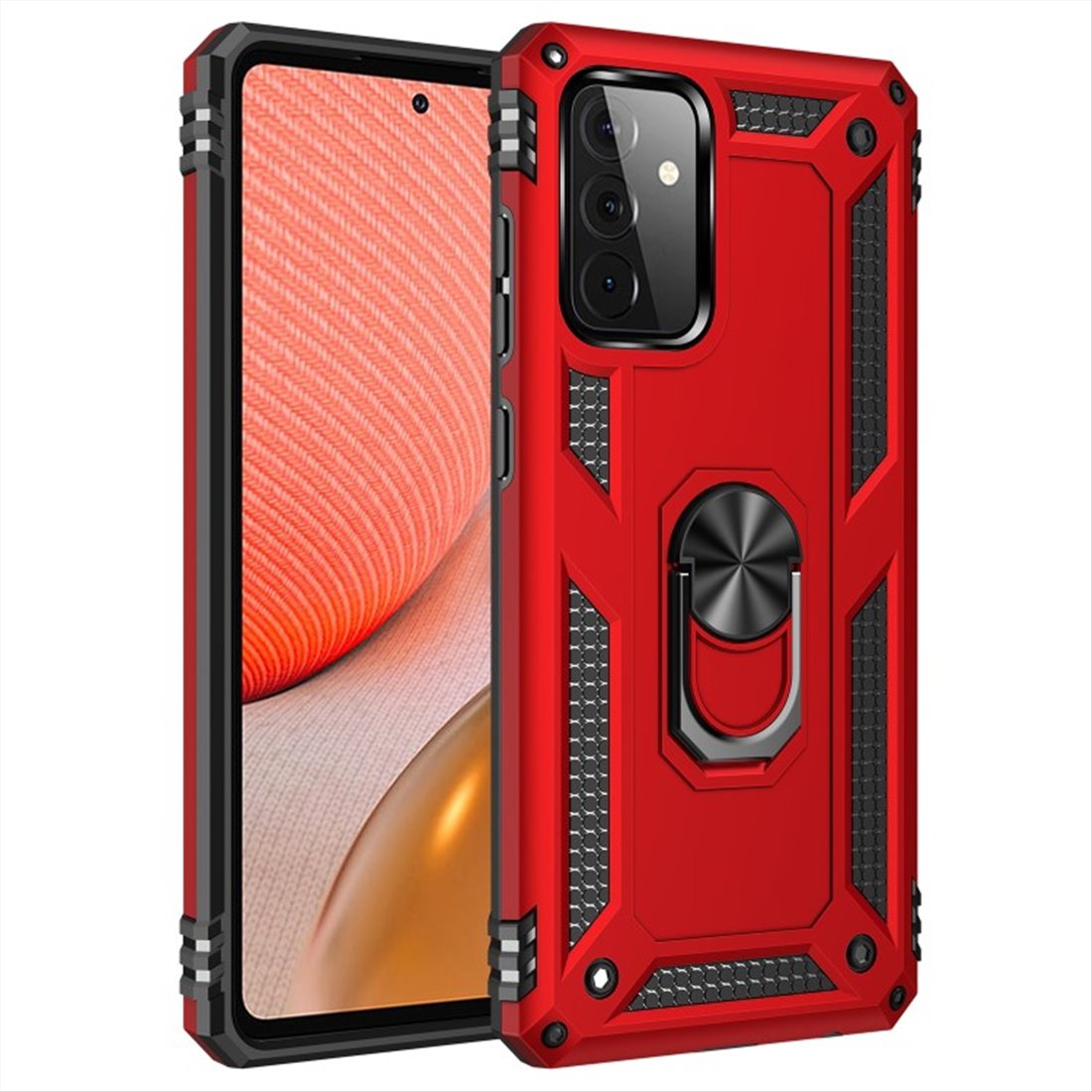 Samsung Galaxy A02S hard tpu Red Back Cover - Solid ring
