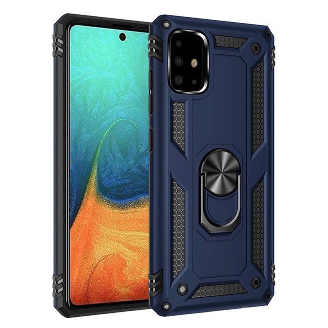 Samsung Galaxy A22 5G Blauw Back Cover Telefoonhoesje - Stevige ring