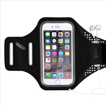 Universele 6.7 inch sportarmband voor mobiele telefoon met doorzichtigvoorkant - Zwart