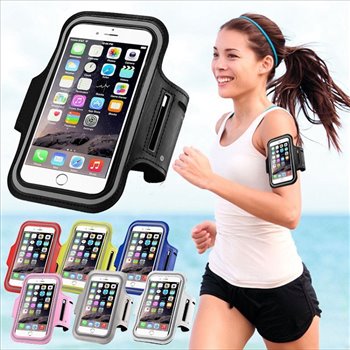 Universal 6.7 inch sports bracelet for mobile phone with Tranparent front  with packing- Purple 