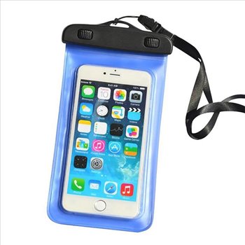 Universal Waterproof phone case for mobile phone with Tranparent front with packing-  Blue